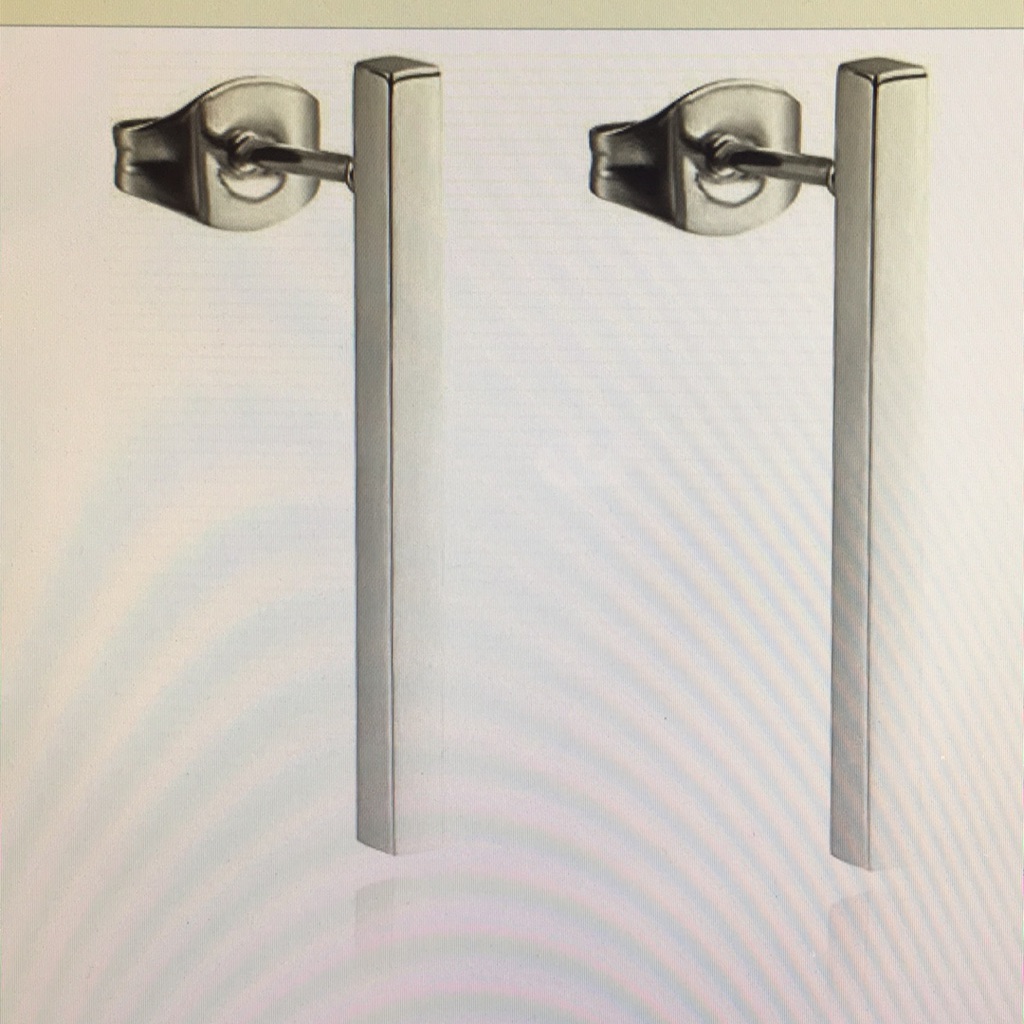 Silver Stud Bar Earrings